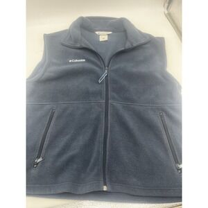 Columbia Mens Fleece Vest Large Navy Blue Full Zip Outdoor Layer